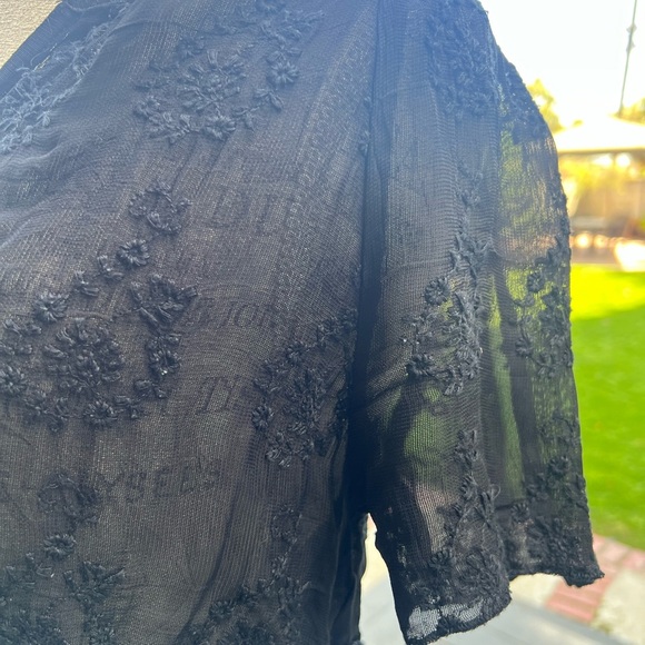 Zara Black Crop Top with Embellished Mandarin Collar - Picture 7 of 13